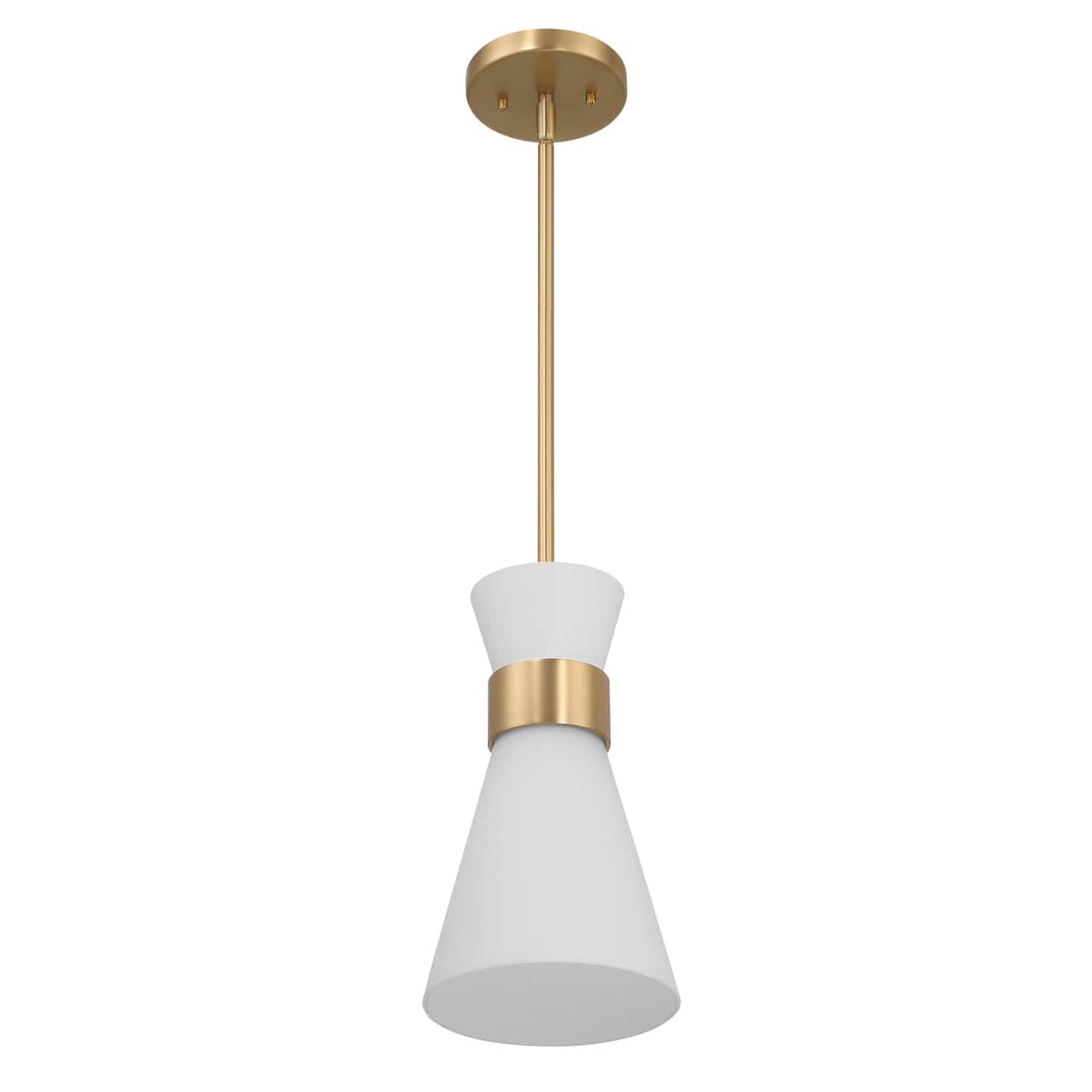 Hello Honey® Kit White & Gold Modern Minimalist Tapered Opal Glass & Metal Ceiling Light